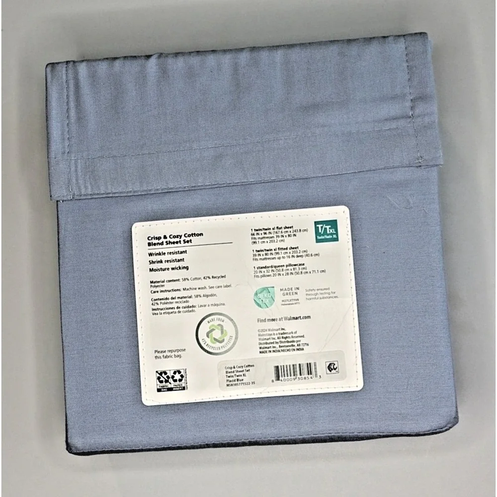 Mainstays Crisp & Cozy Sheet Set in Placid Blue - Twin /Twin XL